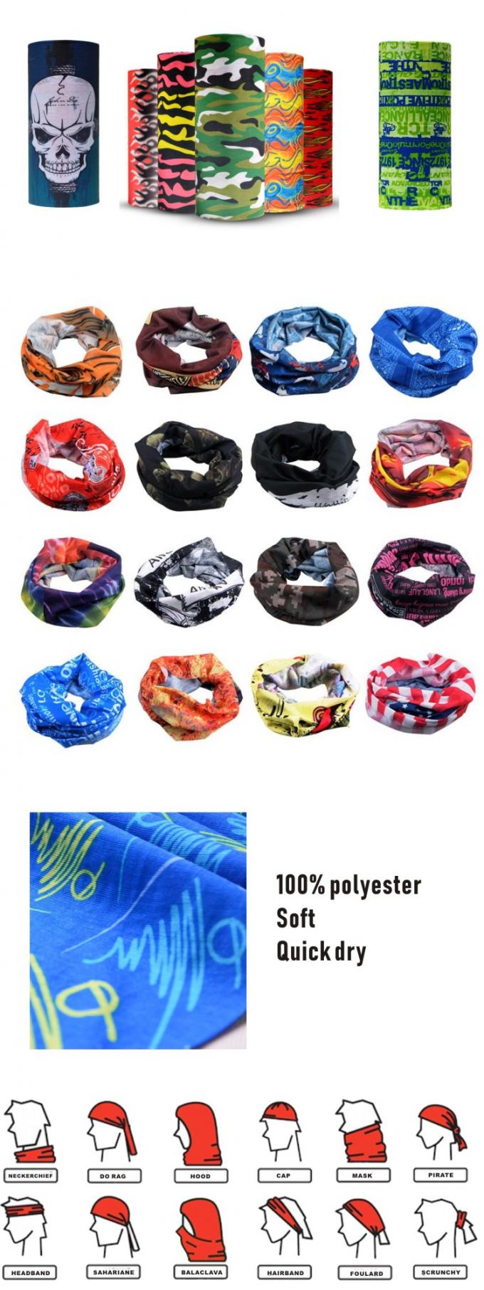 Custom Made Polyester Multifunction Buffs Seamless Neck Gaiter For Outdoor Activities 0