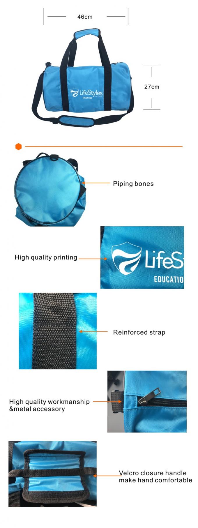 Round Shape Nylon Travel Duffle Bag With Strap Sports Items 0