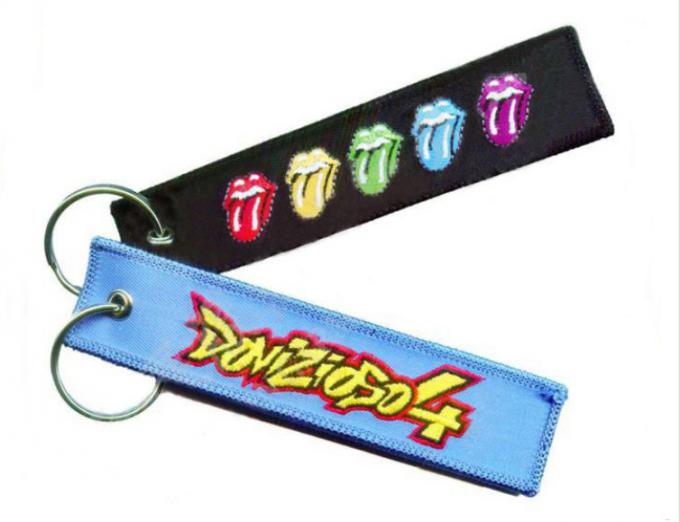 Custom Made Durable Polyester Embroidery Keychain Eco Friendly Key Tag 0