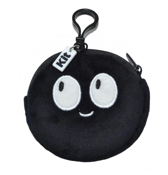 Round Shape Cute Embroidery And Printed Emoji Plush Coin Purse With Silicone Tag 0
