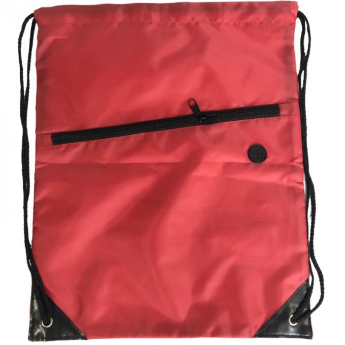 Custom Made Polyester Drawstring Bags With Zip Pouch For Sports Outdoor 1