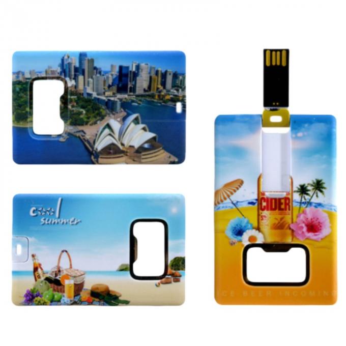 Plastic Promotional Custom Card USB Flash Drives With Bottle Opener 0