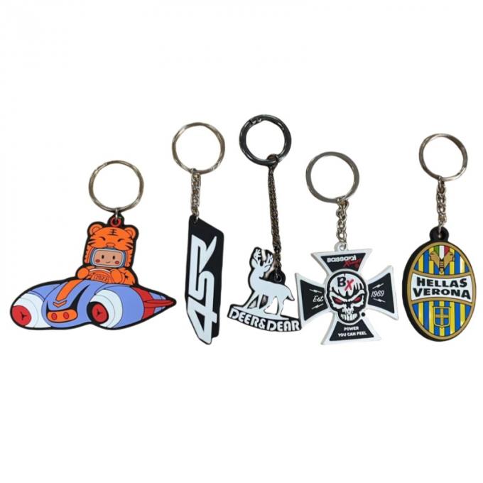 Round Types Soft PVC Keyrings Customized Souvenirs With Logo Design 0