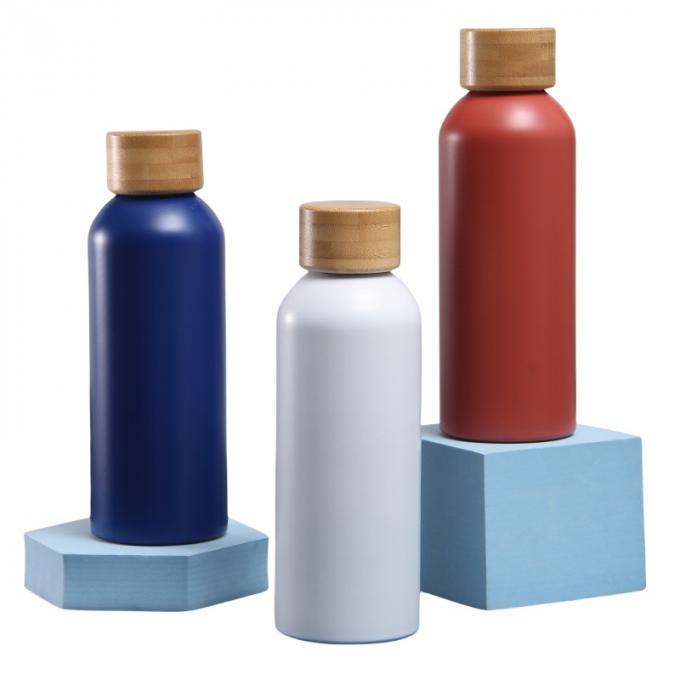 Insulated 500ml Bamboo Lid Stainless Steel Metal Water Bottle Keeping Drink Hot Cold 6-12hrs 0