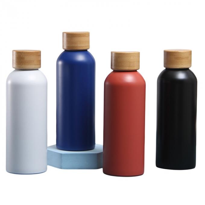Insulated 500ml Bamboo Lid Stainless Steel Metal Water Bottle Keeping Drink Hot Cold 6-12hrs 2