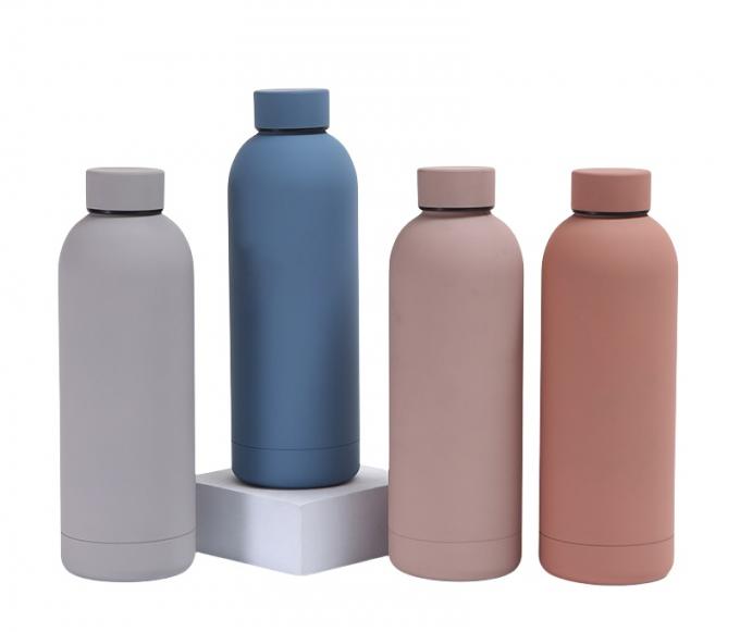 500ml Stainless Steel Drinking Bottles Metal Insulated Macaron Color Rubber Painting  For Outdoor Adventures 1