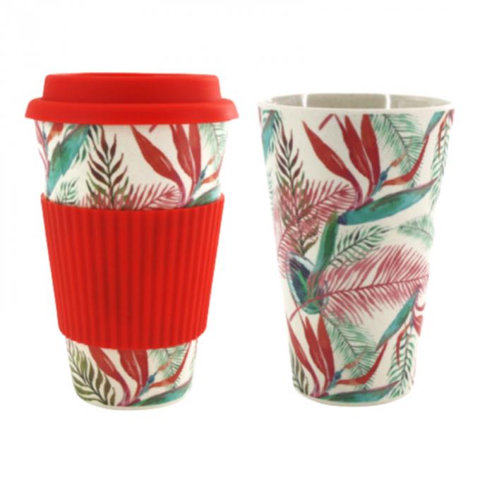8oz Reusable Plastic Coffee Cups With Lid Wheat Straw Material Full Colour Wrap Printed 0