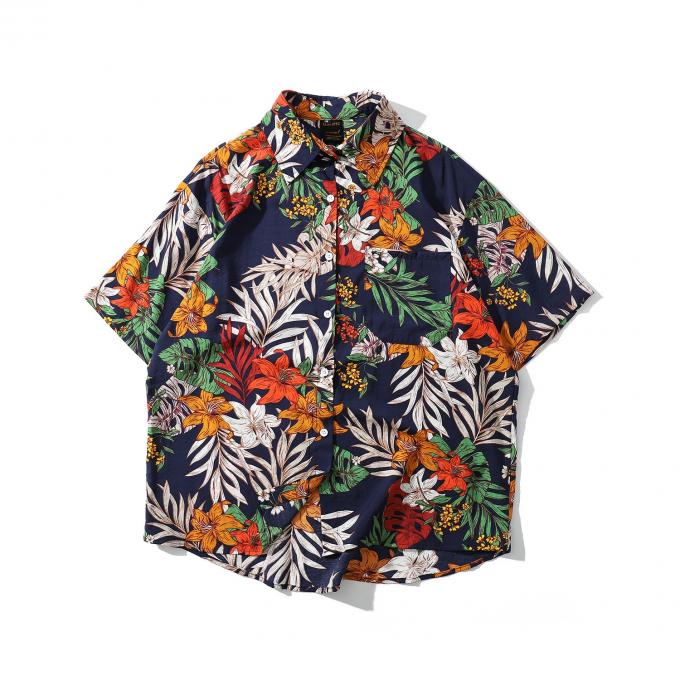 Custom Branding Soft Full Colour Printed Party Shirt Short Sleeve Rayon Material 0