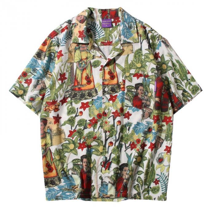 Custom Branding Soft Full Colour Printed Party Shirt Short Sleeve Rayon Material 1