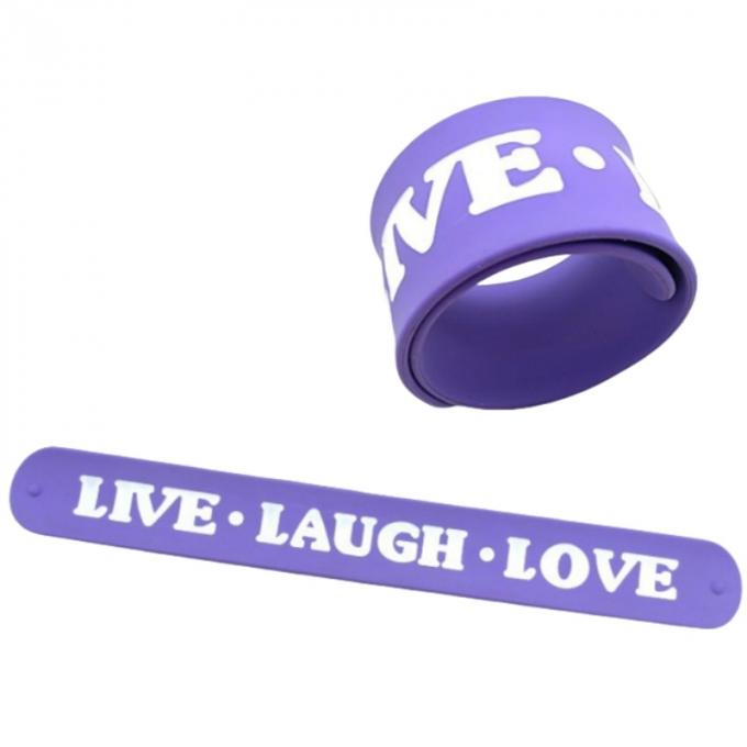 Waterproof Custom Printed Variety Sizes Silicone Slap Band With PMS Colour Matched 0