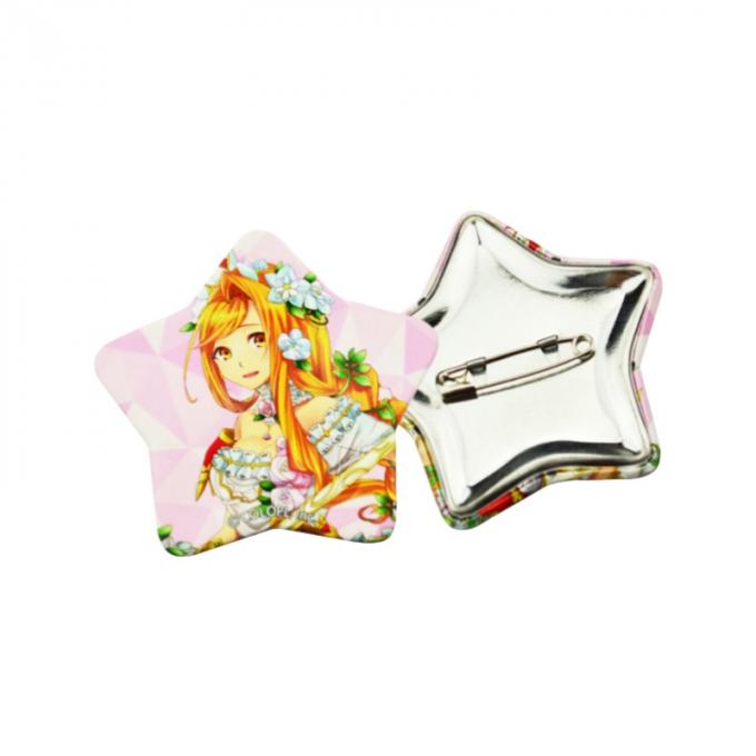 Full Color Printed Star Shape Tinplate Button Pin Badges For Promotion 3