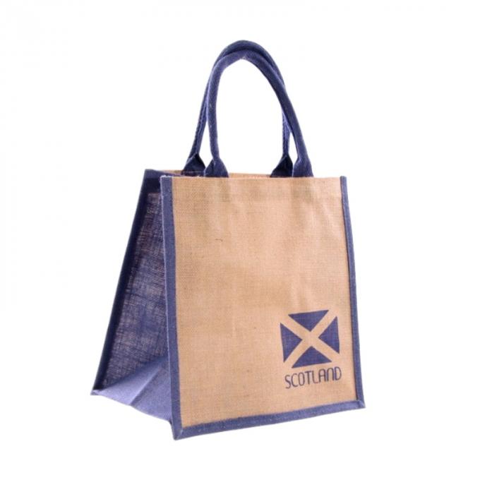 Custom Made Printed Natural Jute Tote Bag With Coloured Gusset 2