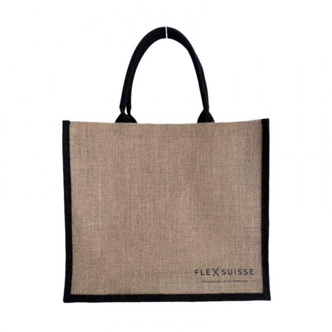 Custom Made Printed Natural Jute Tote Bag With Coloured Gusset 3