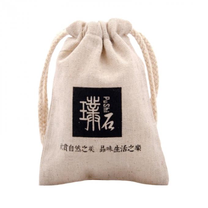 Eco Friendly Cosmetic Calico Drawstring Bags With Custom Printing And Size 2
