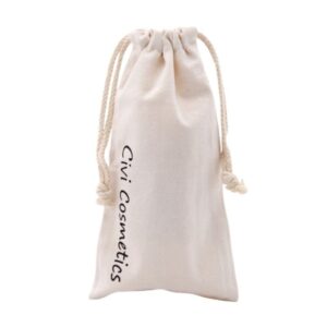 Eco Friendly Cosmetic Calico Drawstring Bags With Custom Printing And Size